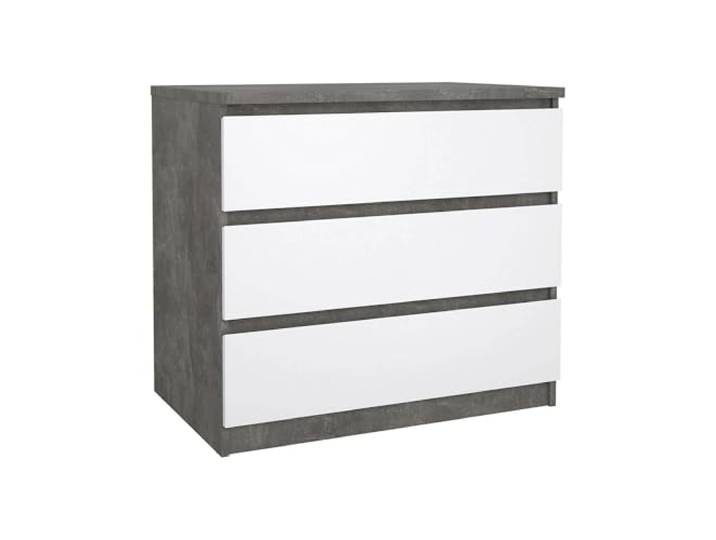 Dmora - Kommode Aglae, Mehrzweckkommode, Schlafzimmerkommode, Schrank mit Schubladen, 77x50 h70 cm, Zement und Weiß