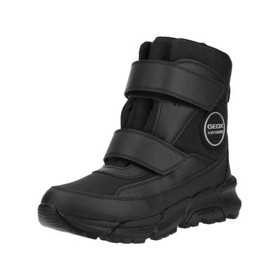 Stiefelette GEOX "Geox Stiefelette Lederimitat/Textil", Jungen, Gr. 37, schwarz, Lederimitat, Textil, Schuhe Stiefelette