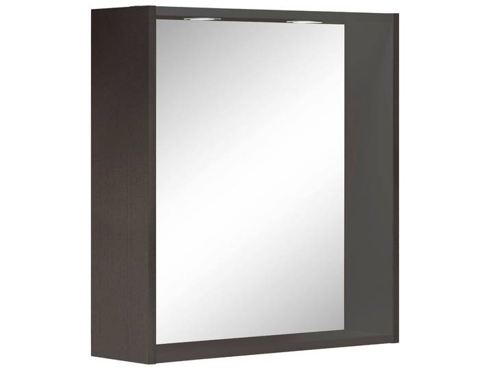 Badspiegel WELLTIME Davos , grau (graphit), B:60cm H:64cm T:18cm, Holzwerkstoff, Spiegel, Badspiegel, LED