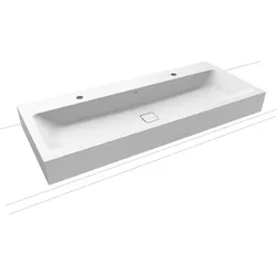 Kaldewei CONO Wand-Doppelwaschtisch, alpinweiß matt, 1200x500 mm, Randhöhe 120 mm, Perl-Effekt, 2x1er Hahnlochbohrung