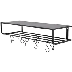 LOFT42 Milan Garderobe mit S-Haken und Hutablage - Metall - Mattschwarz