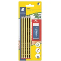 Staedtler 5er-Pack Bleistifte »Noris« HB inkl. Radierer schwarz