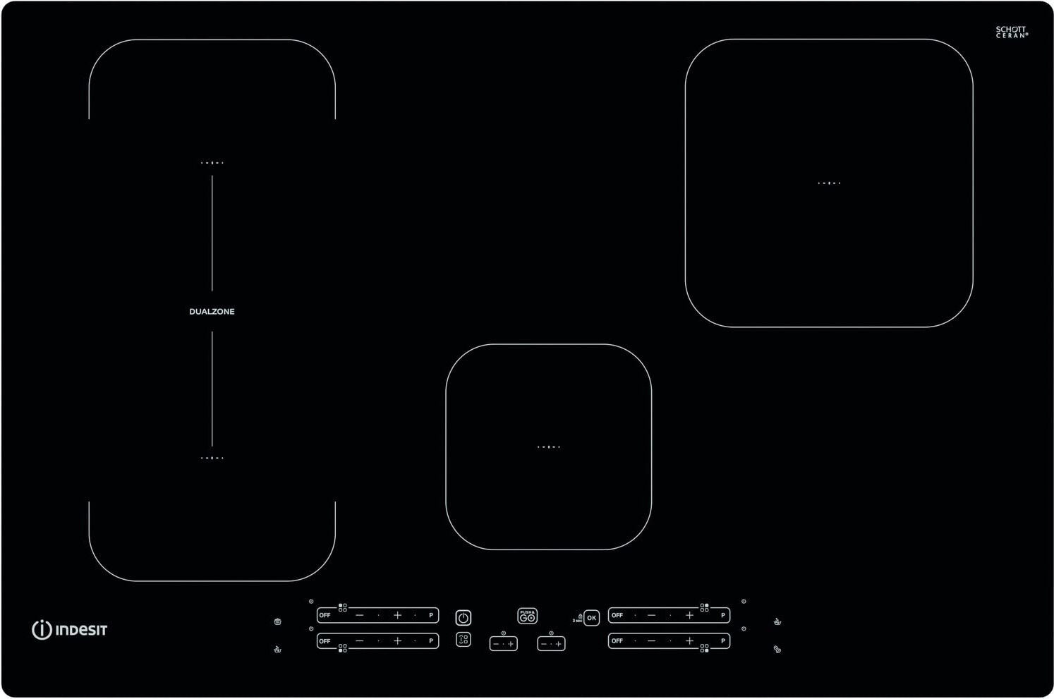 Indesit Ib 21b77ne Ib 21b77ne Piano Cottura Induzione 4 Fuochi 77 Cm Vetroceramica Colore Nero