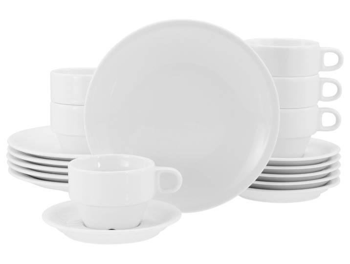 Kaffeeservice CREATABLE Milano Weiss, Service 18-tlg. , weiß, 18, Porzellan, Geschirr-Sets, Kaffeeservice, Daily Use, Minimalistischer Stil
