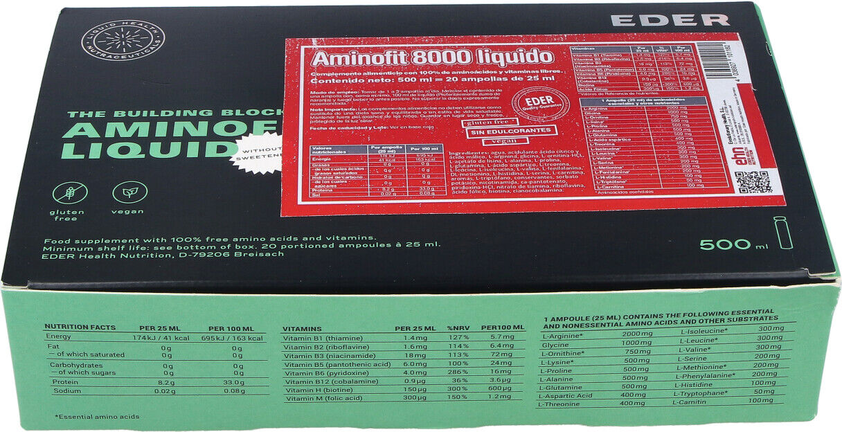 Eder health nutrition aminofit 8000 liquid 20amp.