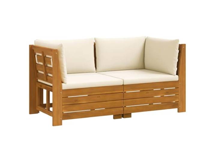 RJPLMFV Modulares Sofa, Akazienholz, 2-teilig, Braun Modulares Design, abnehmbares Schaumstoffkissen, waschbarer Bezug, für Garten oder Balkon