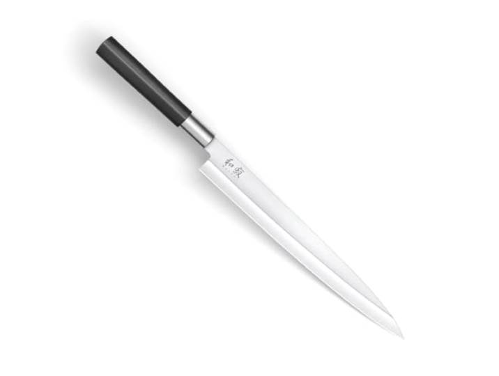 KAI Wasabi Black Yanagiba 24,0 cm Klingenlänge - rostfreier 6A/1K6 Edelstahl poliert 58 (±1) HRC - schwarzer Polypropylen Griff - Sushi Messer Sashimi Messer - Made in Japan