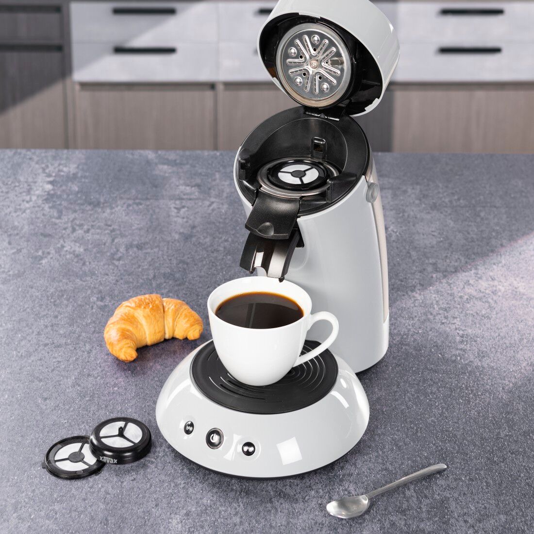 XAVAX Wiederbefüllbare Kaffeepads "Dauerpad 2er Set, Senseo, baugleiche Padmaschinen, Dauerfilter Öko Pad", schwarz, H:1,3cm Ø:6cm, Kaffeefilter, Wiederbefüllbare Kaffeepads