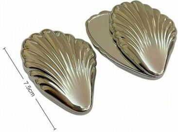 Fusion Finds Elegant Compact Makeup Mirror Double Sided Metal Travel Pocket Mirror For Purse & Daily Touch Ups shell 1pc