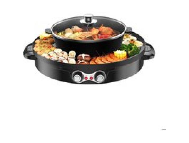 Barbecue coréen Hot Pot Electrique Appareil Fondue Chinoise et Barbecue Coréen électrique de Table 220V 2200W