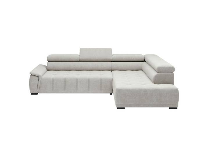 Ecksofa GREMIO 283/206 cm Grauweiss Webstoff, Chenille