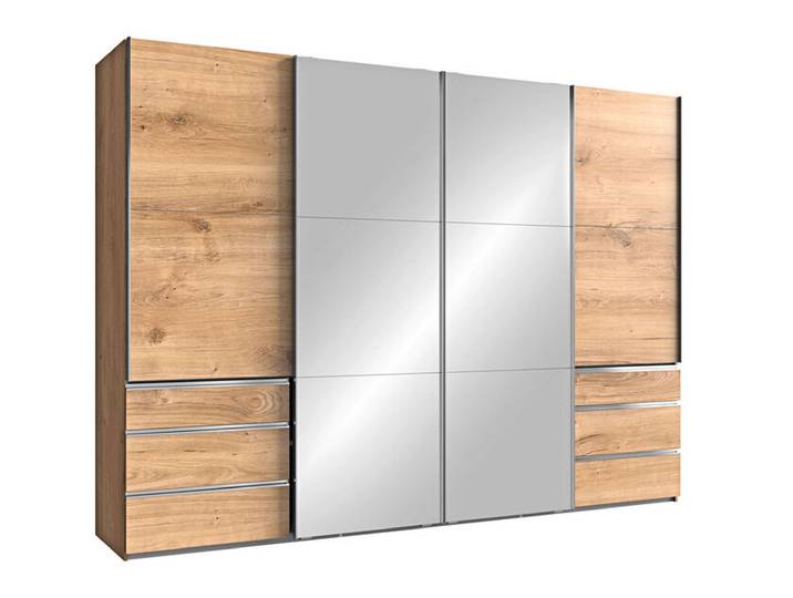 Schwebetürenschrank Level 36 A Syncro-Technik 300 x 216 cm braun/ Spiegel