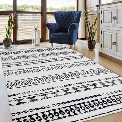Garvee Soft Farmhouse Geometric Diamond Indoor Area Rug
