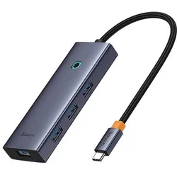 Baseus 6in1 Hub UltraJoy USB-C für HDMI4K@60Hz+4xUSB 3.0+PD (Space Grey) (USB-C, 6 Ports), Dockingstation + USB Hub, Grau