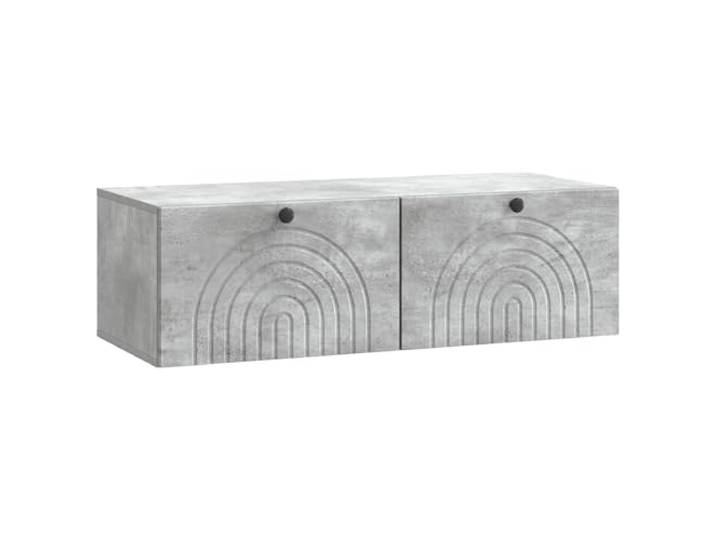 KUPTYERFG Wandmontierter TV-Schrank Betongrau Lowboard 99x41x30 cm Modernes Hängeboard mit 2 Türen für Wohnzimmer & Schlafzimmer, pflegeleichter Holzwerkstoff mit Stauraum