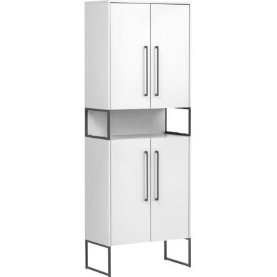 Hochschrank SCHILDMEYER "Limone, Hochschrank, Made in Germany, B: 65 cm", weiß (kreideweiß), B:65,2cm H:183,4cm T:33,1cm, Schränke, Bad-Hochschrank Hochschrank, Solide Verarbeitung - Dieses Produkt ist in Deutschland gefertigt