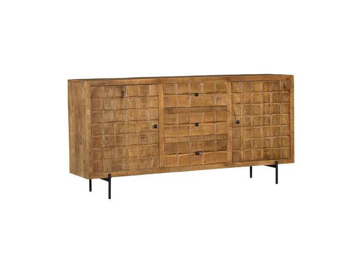 Buffet en bois 2 portes à décor damier