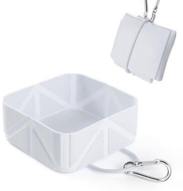 Uplifted Trends Collapsible Dog Bowl With Clip Portable Silicone Pet Travel Bowl For Food And Water grey