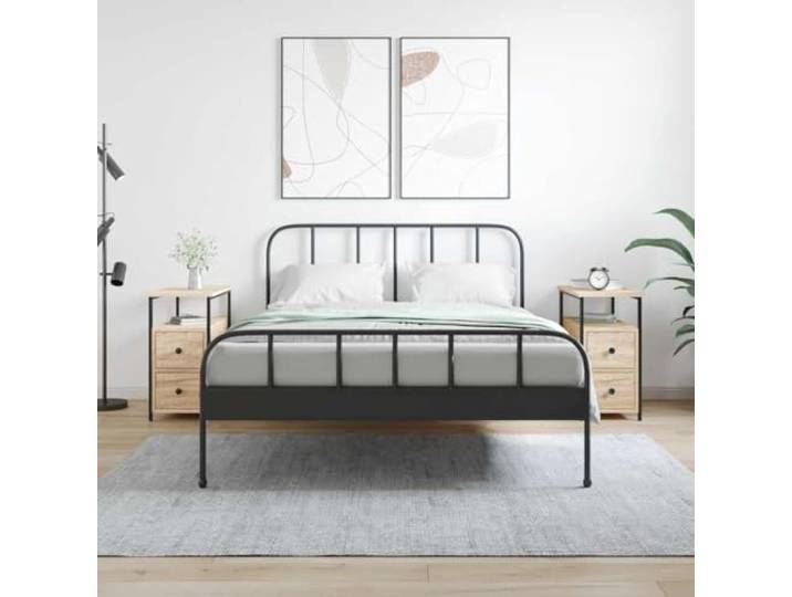 HEFZGDB Nachttische 2 STK. Sonoma-Eiche 30x60x60 cm Holzwerkstoff mit Eisenrahmen, verstellbaren Beinen und viel Stauraum für Wohnzimmer und Schlafzimmer, langlebiges Möbelstück