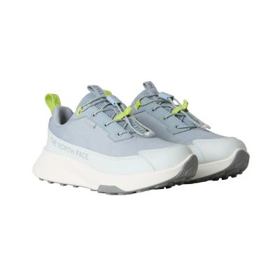 Wanderschuh THE NORTH FACE "Y FASTPACK II WP", Kinder, Gr. 39, blau (frost grau, fizz lime), Synthetik, Schuhe Wanderschuh