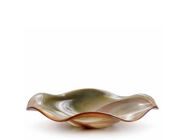 Coupelle décorative en verre soufflé vert jaune et marron d41