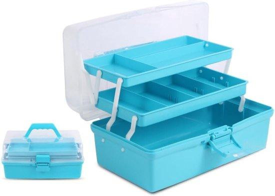 Blauwe plastic gereedschapskist van 30 cm