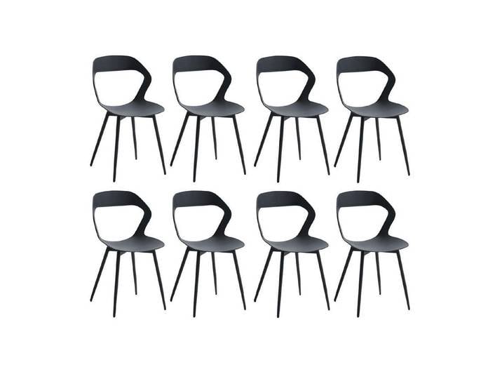 LuxusKollektion Esszimmerstuhl Esszimmerstuhl 8er Set Schwarz Metallbeine Schwarz schwarz 8er Set