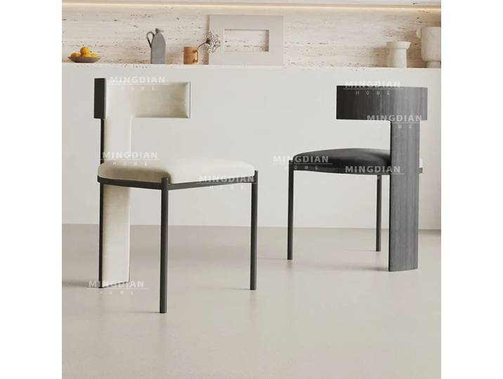Chaise à dossier en cuir et fer, moderne et simple, pour restaurant, hôtel de luxe abordable, café