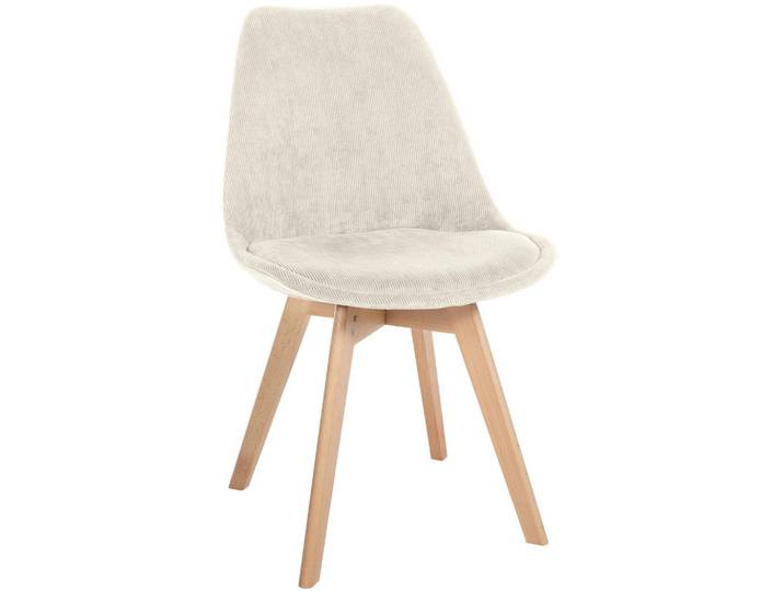 CLP Esszimmerstuhl Cord Beige, Holz, 49x83x50 cm, Esszimmer, Stuhl