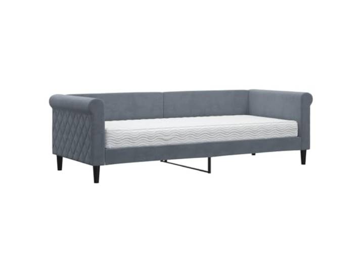 PUGYNBK Schlafsofa mit Matratze aus Samt, Dunkelgrau, 80 x 200 cm Struktur aus Holz und Metall, Schaumstoffmatratze, modernes Design, Lattenrost