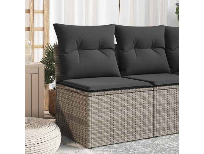 Canapé de Jardin sans Accoudoirs Coussins Siège avec Housse Meuble de Terrasse Patio Balcon Extérieur Gris Résine 366112