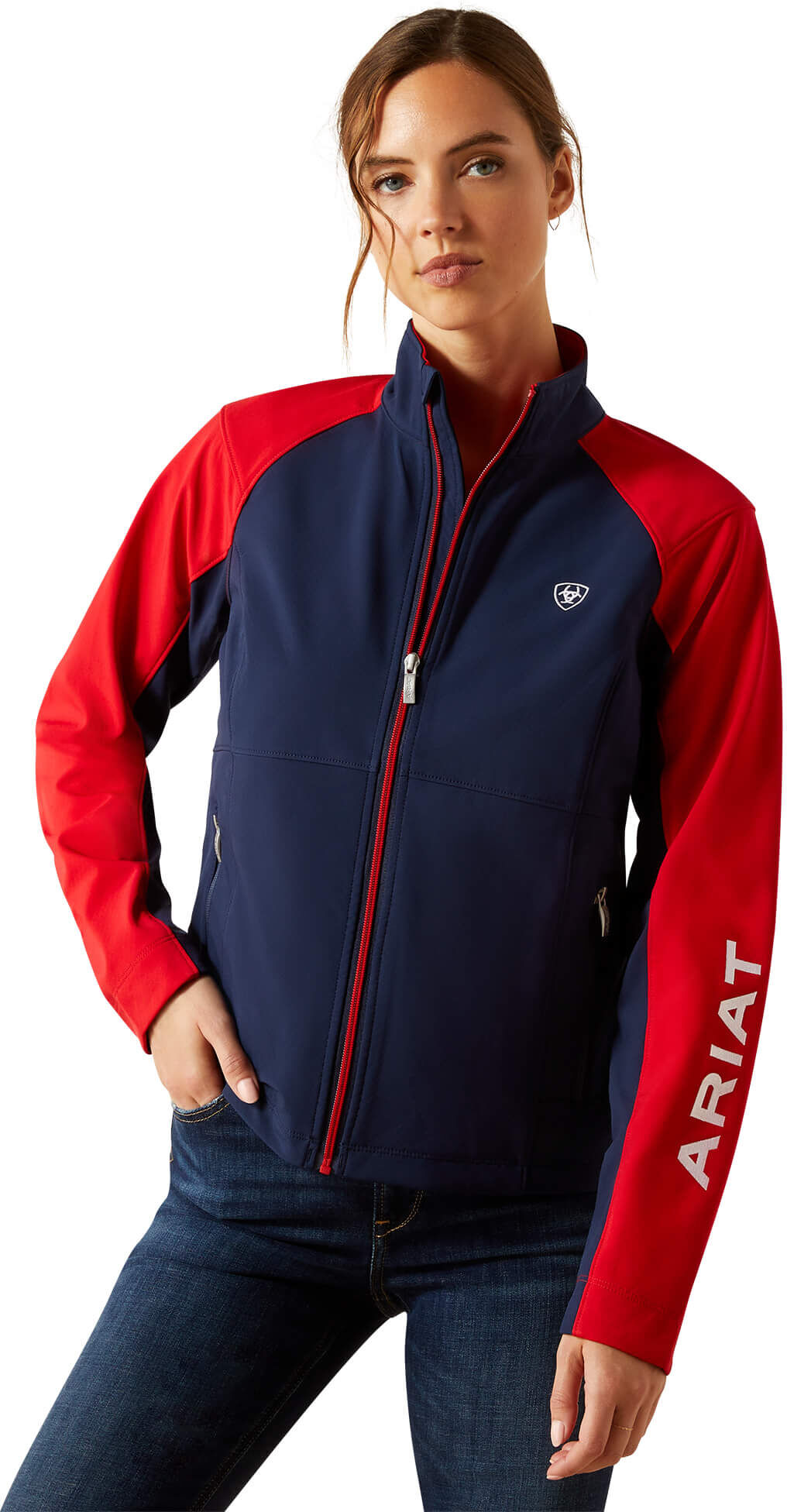 Women's Team EQ Jacket in Navyt Red, Size: XL by Ariat