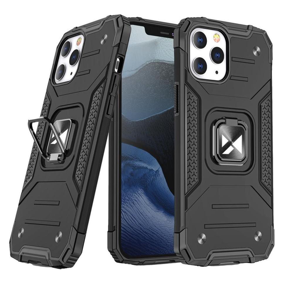 Wozinsky Ring Armor Case Kickstand Tough Rugged Cover for iPhone 12 Pro Max black (Apple iPhone 12 Pro Max) (Wozinsky Ring Armor Iphone 12 Pro Max Black)
