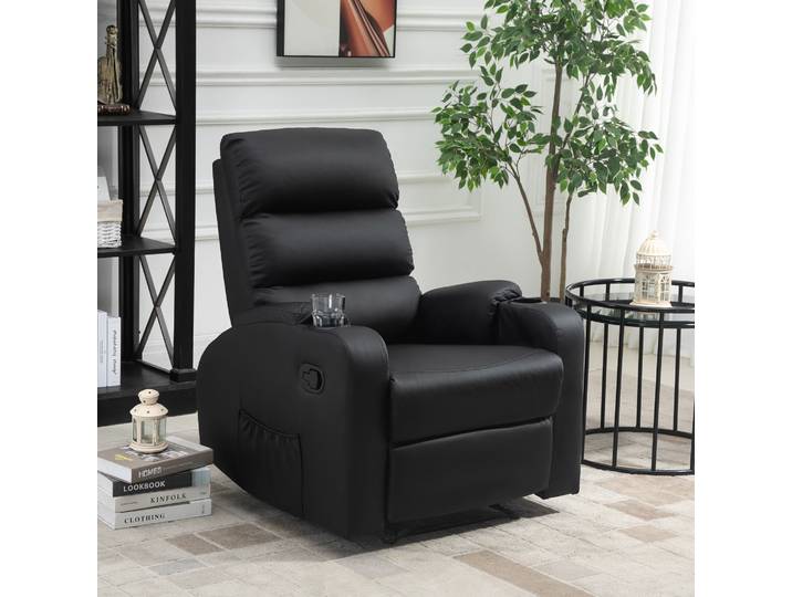 HOMCOM Fauteuil Relax Inclinable Noir avec Repose-Pied
