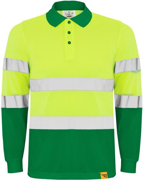 Polo manches longues personnalisé haute visibilité Polaris L/S XXXL VERT JARDIN/JAUNE FLUO
