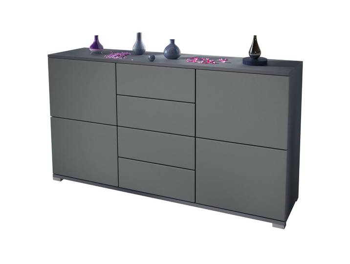 Vladon Sideboard Rova Graphit Seidenmatt, Graphitfarben, 138.5x75.5x35 cm, Kleinmöbel, Kommoden, Sideboards