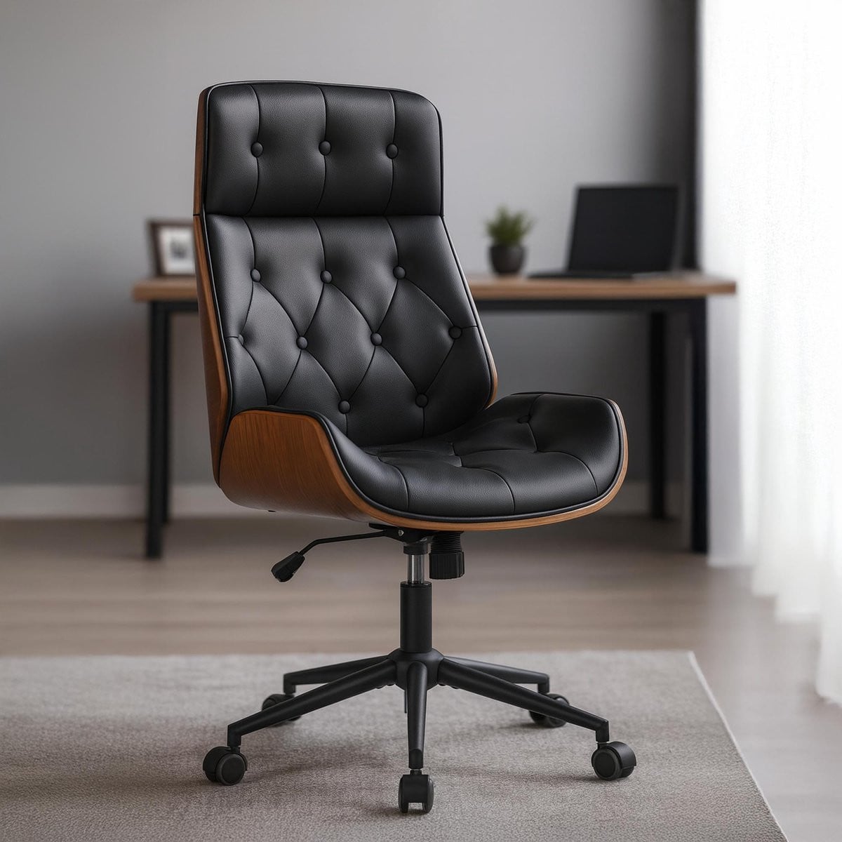 CLP Martil Bureaustoel - Ergonomische Chesterfield-look Executive Chair voor volwassenen - Zwart