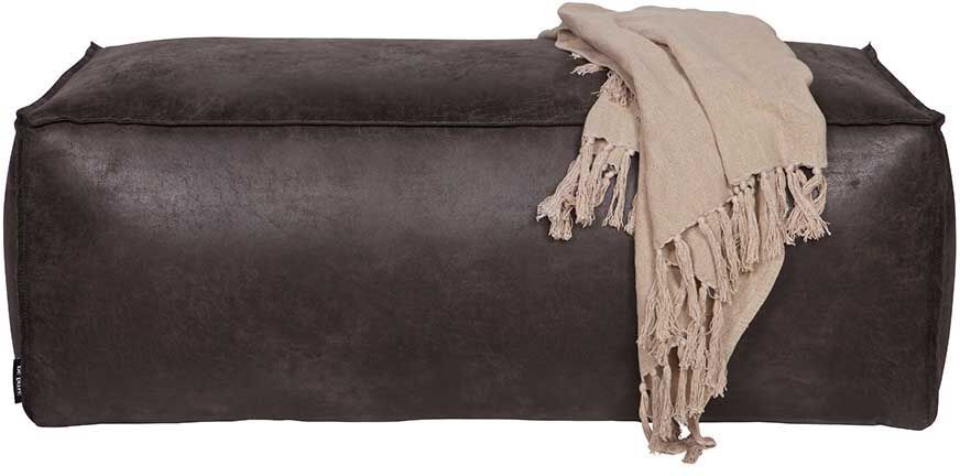 Pharao24.de Sitzpouf aus Recyclingleder Schwarz 120 cm