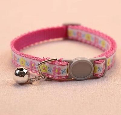 Inspired Finds BloomBelle Floral Embroidered Lace Cat Collar With Bell hot Pink Bloom