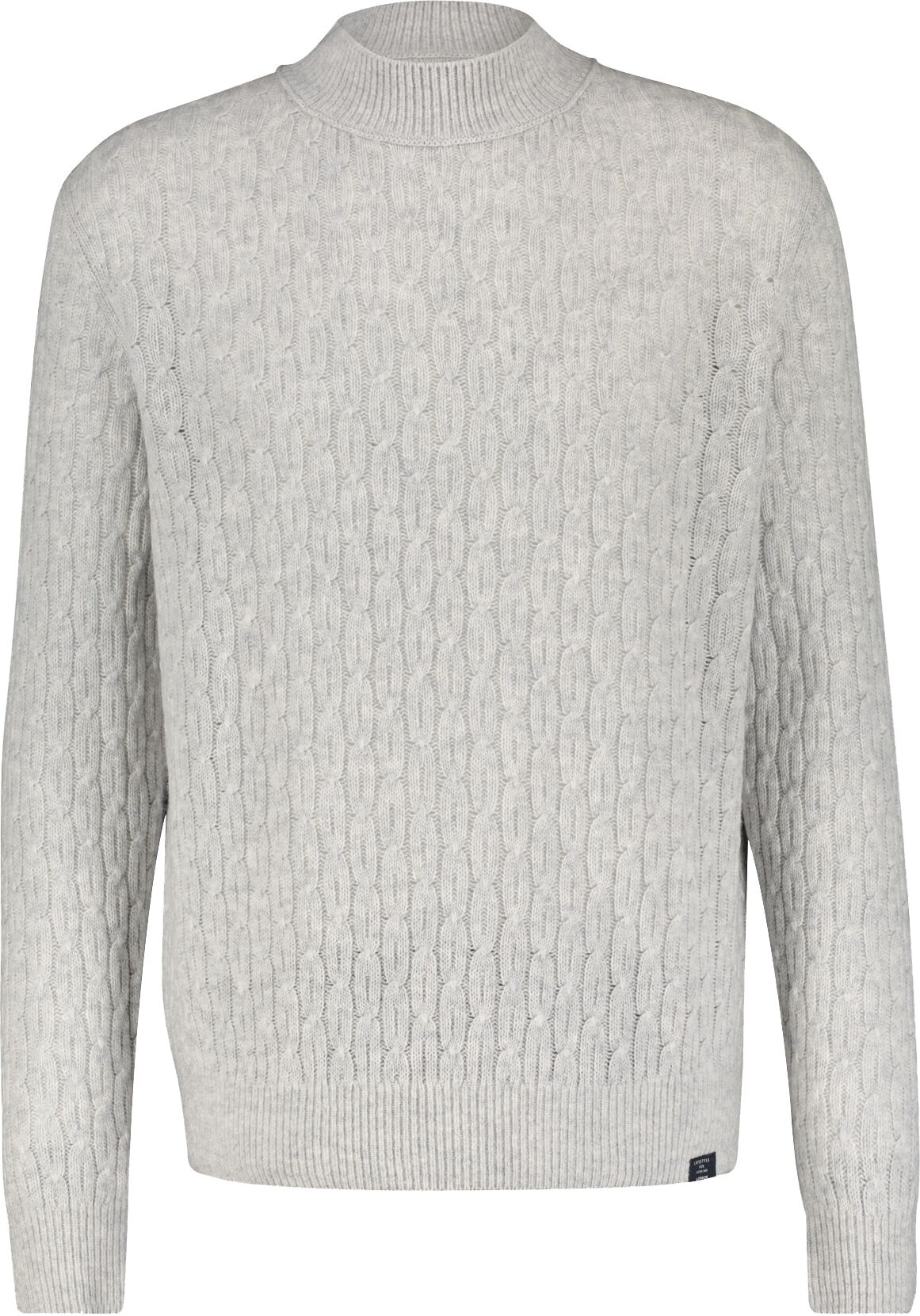 Strickpullover LERROS "Cable-Strickpullover mit Turtleneck", Herren, Gr. L, weiss (broken weiß melange), 88% Schurwolle, 12% Kaschmir, Rundhals, Pullover Strickpullover broken weiß melange L