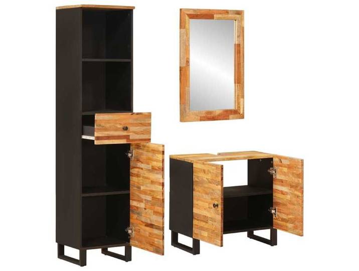 Ensembles de salle de bain - Cadre robust - ARMOIRE WC/SALLE DE BAIN COMPLETE - Naturel - Bois de mangue massif 70x50x3 805846 LH985