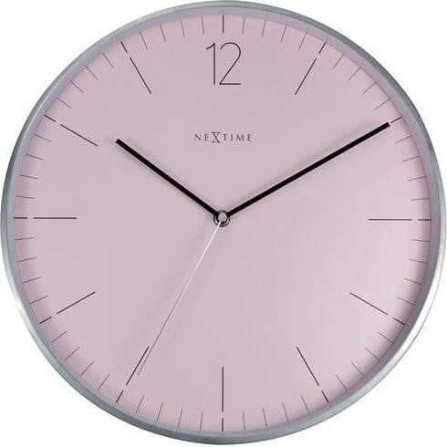 NeXtime Essential Wandklok - Rond - Zilver en Roze - Analoog