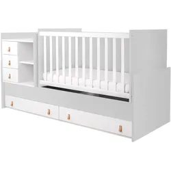 Kikkaboo Babybett Lorena 4 in 1 Kommode Schaukelfunktion Schreibtisch Jugendbett grau