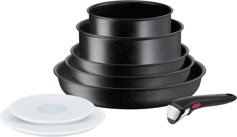 Tefal Ingenio Black Stone Kookset, 8-delig, zwart, aluminium
