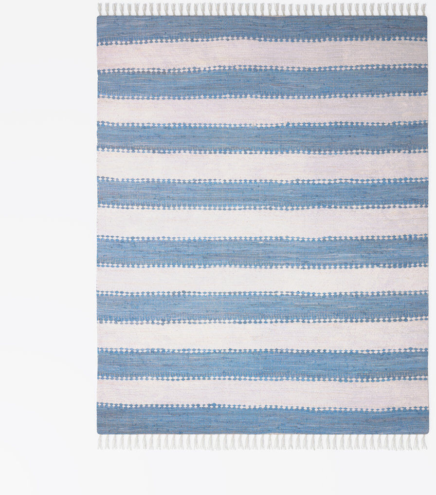 17 Stories Chindi Renova, recycled materials Rug Grey/Brown/Blue Rectangular 140 x 200cm