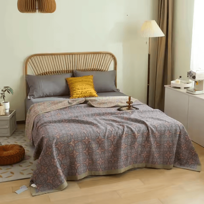 Inspire Curations Ethnic Jacquard Cotton Gauze Bedspread Blanket ruo Meng 220x240cm