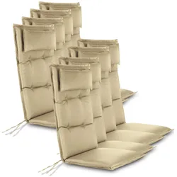 Aspero, Sitzkissen, 8 wasserdichte Stuhlauflagen Hochlehner Sitzpolster Beige (120 x 50 cm)