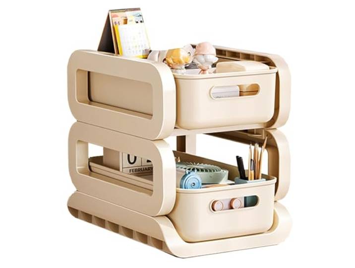 ROHCGHC Rollwagen, Wagen mit Rädern schmale Räume Küche Bad Waschküche(Beige,2 Tier No Wheels)