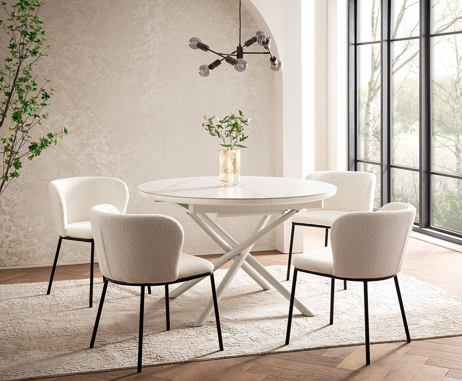 home24 Eettafel Chabile Rond, Wit, Ø 120 cm