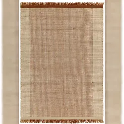 Wollteppich Handgewebt Korbmuster | 160x230cm, 4mm Florhöhe, 14mm Gesamthöhe | Terrakotta | Mit Fransen | Wohnlich | PISA Kollektion | Kadima Design
